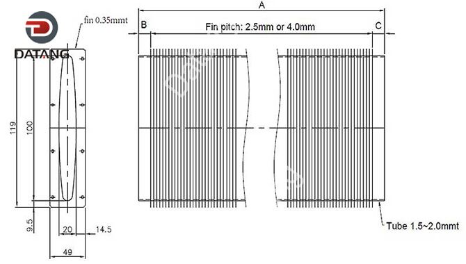 Elliptical Finned Tube Drawing