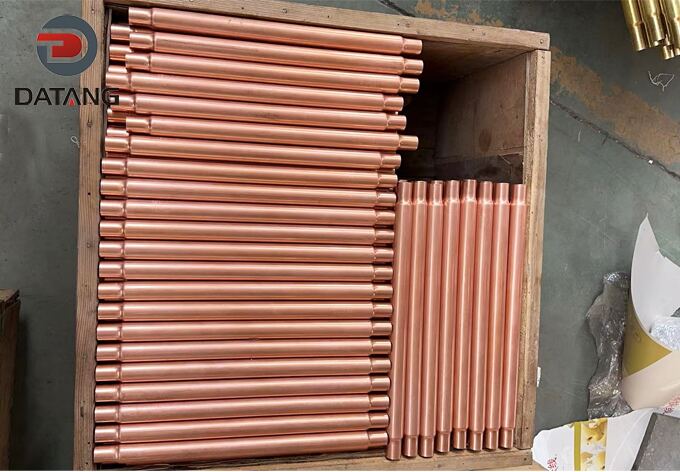 Bulk inspection of copper inner finned tubes at Datang Finned Tube factory