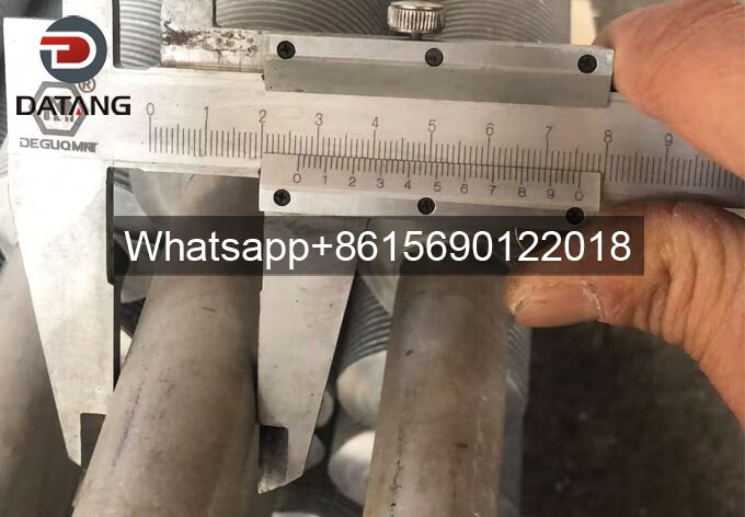 Measuring total outer diameter of Datang steel-aluminum extruded finned tube for Pakistan paper mill Measuring total outer diameter of Datang steel-aluminum extruded finned tube for Pakistan paper mill