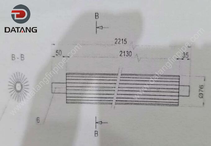 High-Performance ASTM A106 GRB Carbon Steel Seamless Longitudinal Finned Tubes Drawing