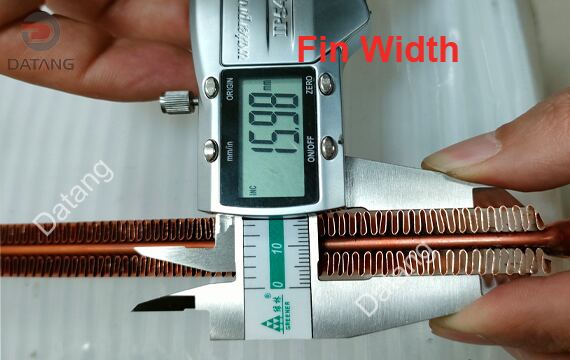 Measurement of Flat copper finned tube fin width