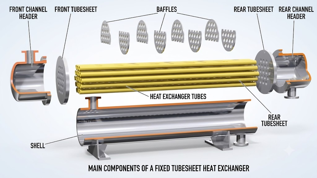 Bare tube bundle structure in shell and tube heat exchangers