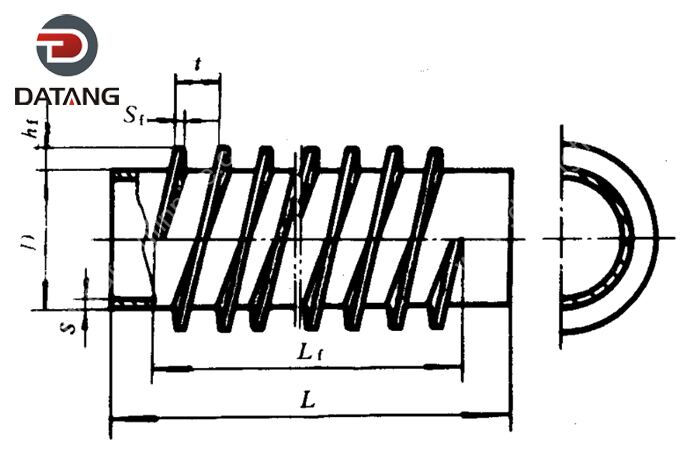 High-Frequency Welded(HFW) Spiral Helical Finned Tubes Drawing